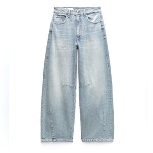 Zara bleached washed barrel pants jeans denim fall 12 casual classic winter $98